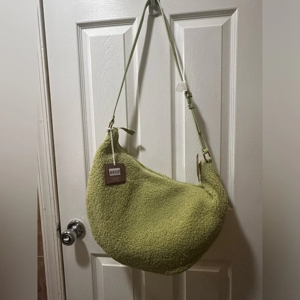 NWT Urban Outfitters Anthropology Sherpa Shoulder Bag in Light Green